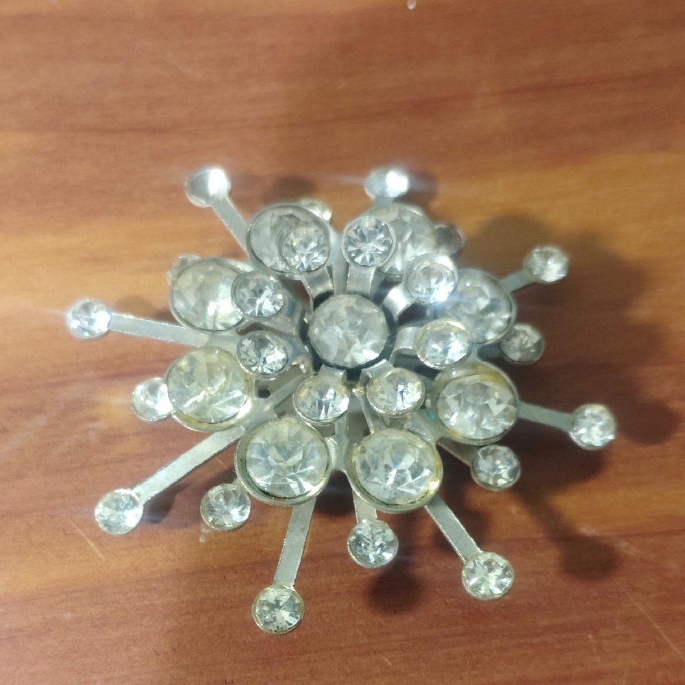 Silver Crystal Brooch